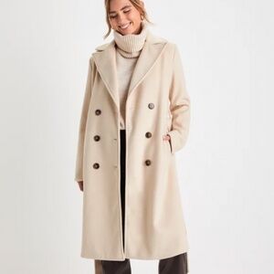 NWT Lulus Season of Sophistication Cream Double-Breasted Coat Small